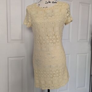 Lulus Love You For Eternity Yellow Lace Shift Dress - Size S